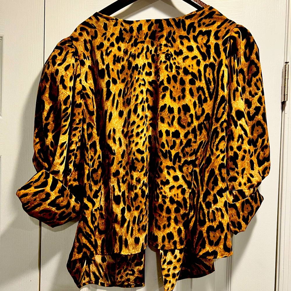 Leopard open back blouse